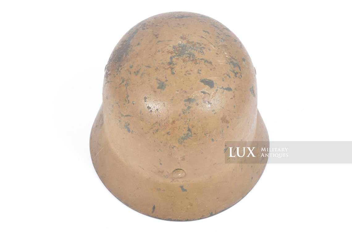 Exceptional German M35 Waffen-SS Double-Decal Tan Camouflage Helmet, « Normandy » - photo 18