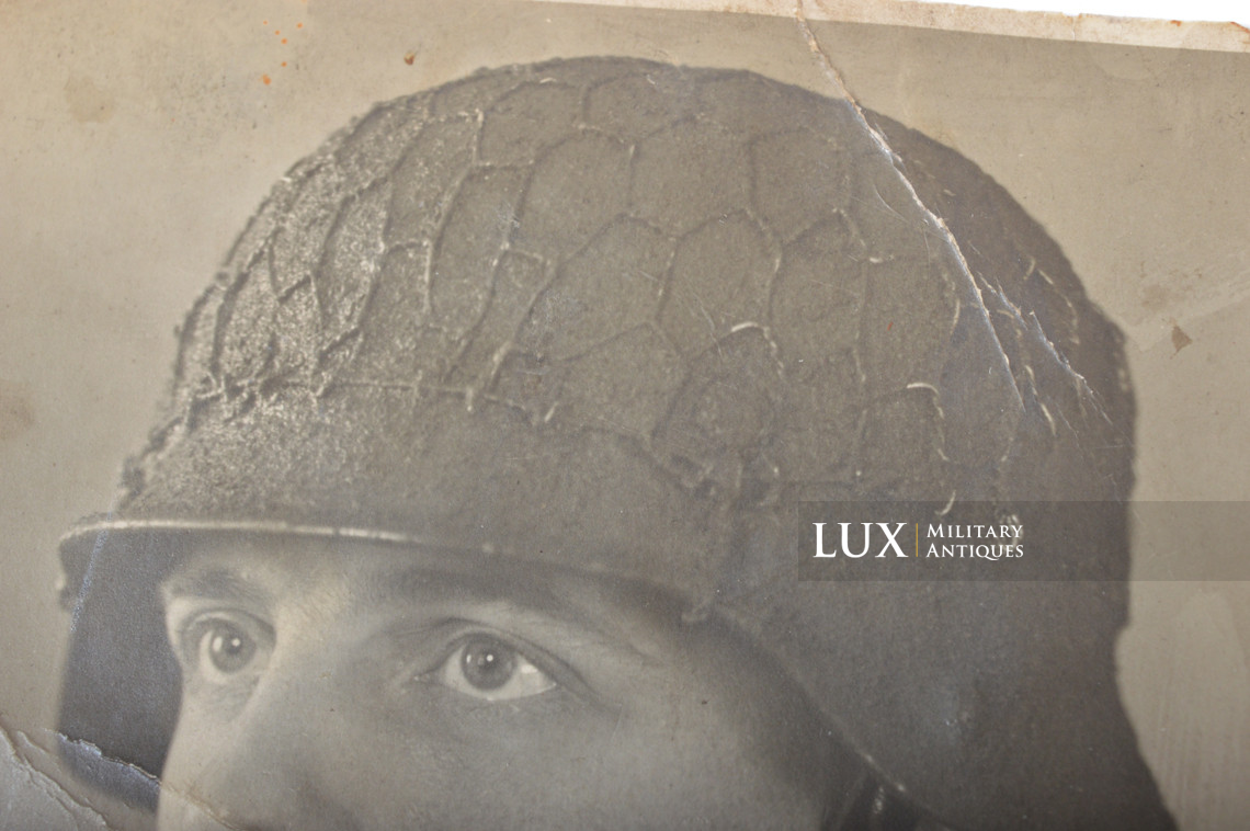 German period portrait of a soldier wearing a camouflage chicken wire helmet - photo 9