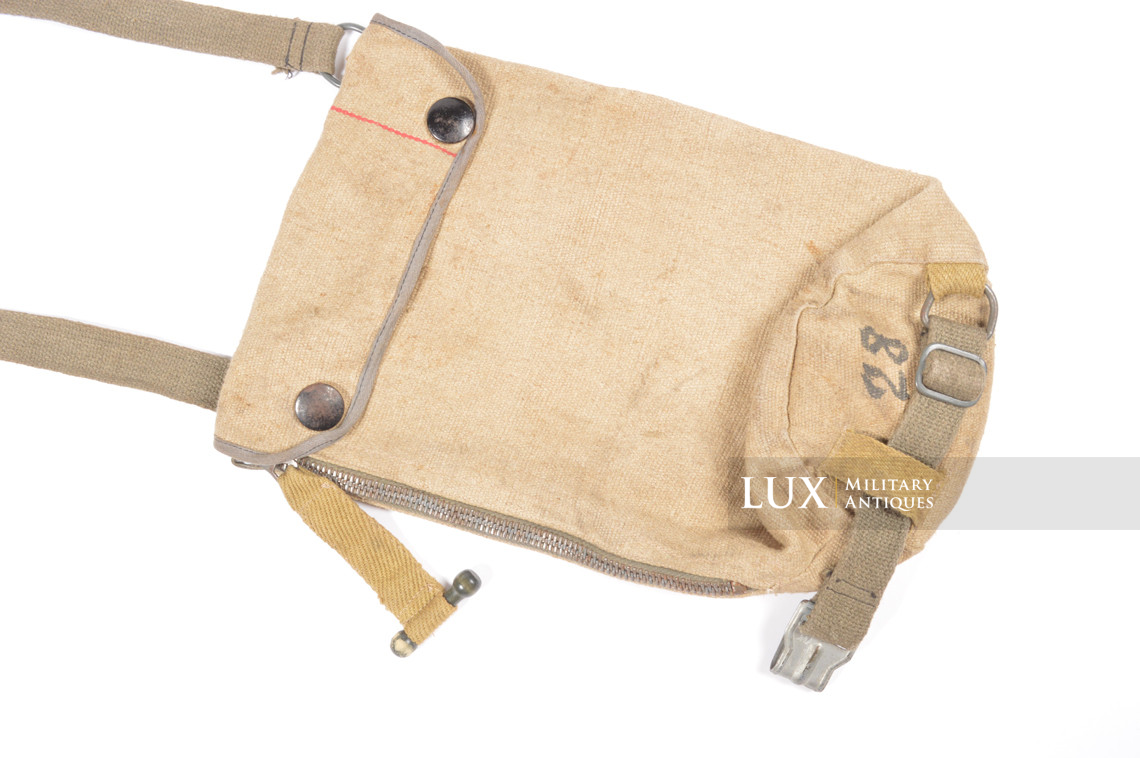 Housse de masque anti-gaz de parachutiste allemand fin de guerre en toile sable, « ebd » - photo 7